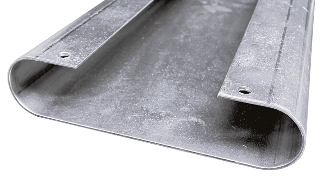 Piece of sheet metal with a double open hem