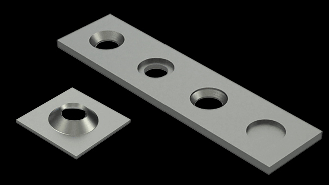 Rotating GIF of countersink metal samples