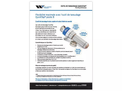 L'OUTIL DE TARAUDAGE QUICKTAP® POSTE B