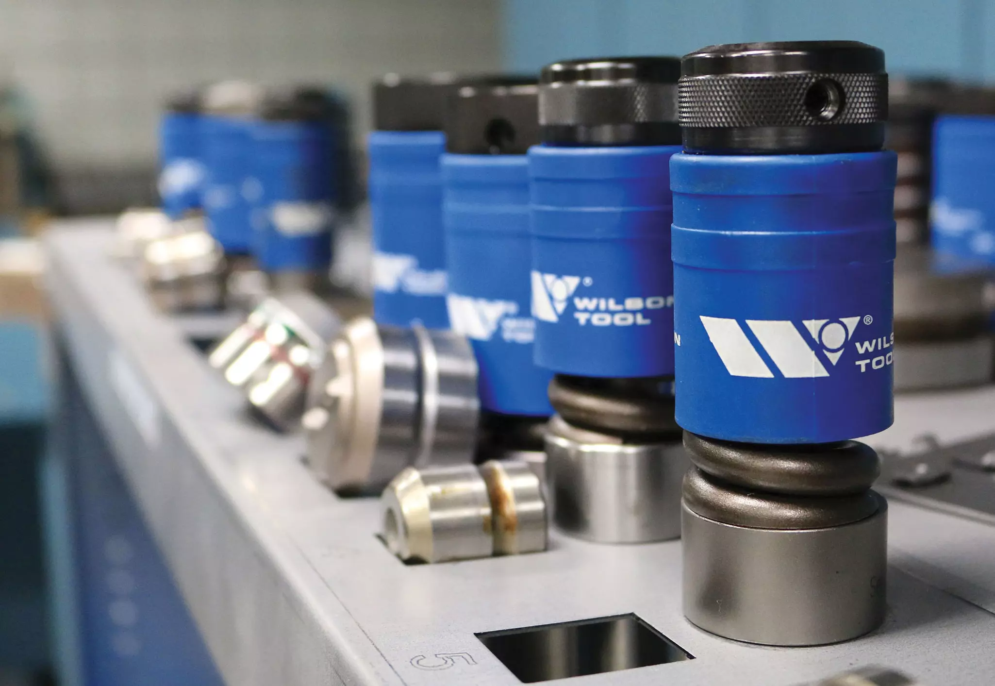 Wilson Tool thick turret assemblies and dies in a tool organization cart