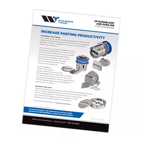 HP Dura Blade and Dura Die Parting Tooling by Wilson Tool Flyer