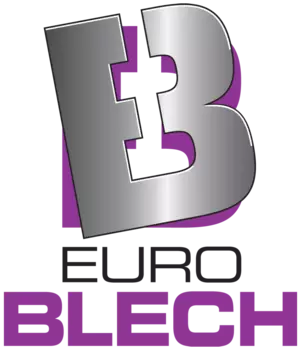 Euroblech purple and grey logo