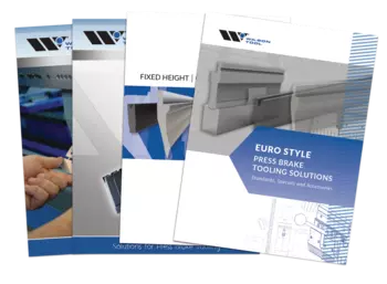 thumbnails of four press brake catalog covers fanned out