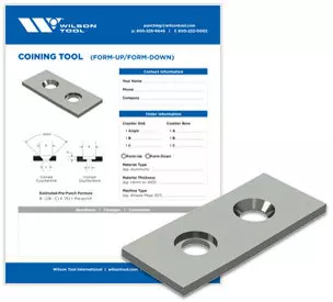 Thumbnail of ordering template flyer for coining tools from Wilson Tool