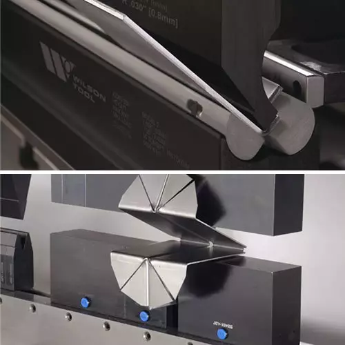 Press brake bending metal in press brake image