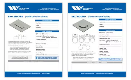 Thumbnail of ordering templates for shaped and round EKOs from Wilson Tool