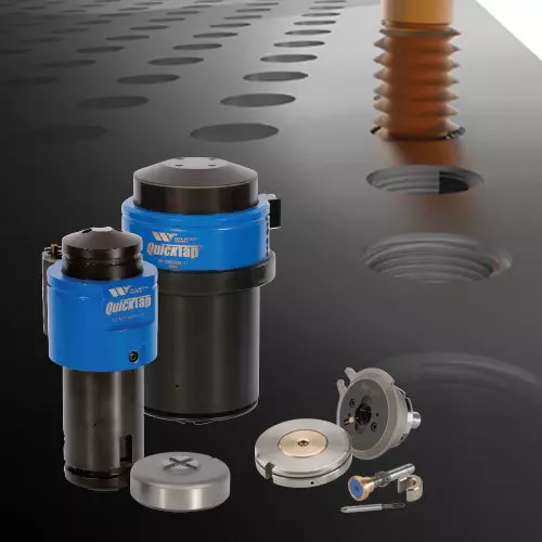 tapping tooling overlayed on machined threads background image