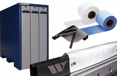 Storage Cabinet, Fabric Drape, Squaring Arm and Urethane rolls