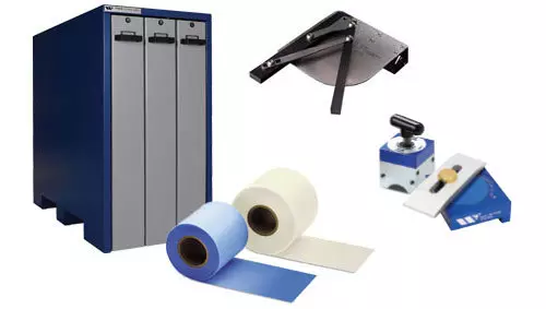 collage de gabinete de almacenamiento, tela para marcado de láminas en dobladora, brazo de escuadra y carrito para herramientas de dobladora