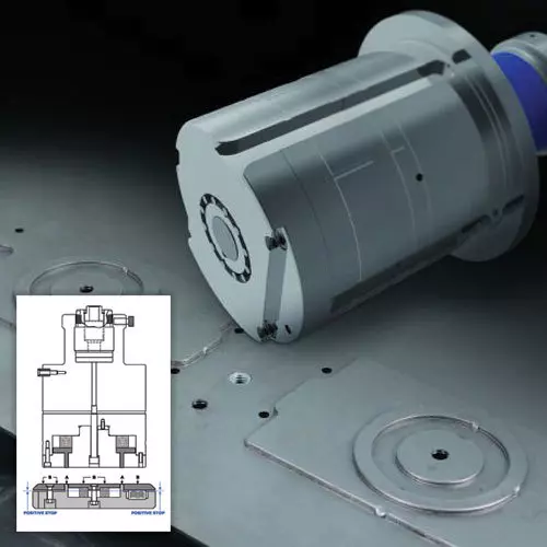 Positive stop tooling on metal background image