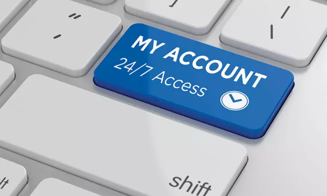 Computer Keyboard button showing My Account 24/7 Access