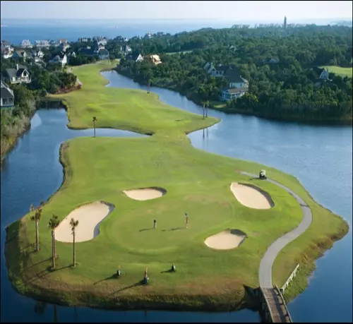 Aerial shot of golf course