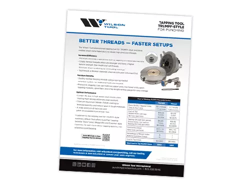 flyer outil de taraudage Trumpf de Wilson Tool