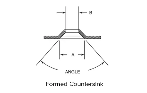 diagram specs for form only countersink from Wilson Tool